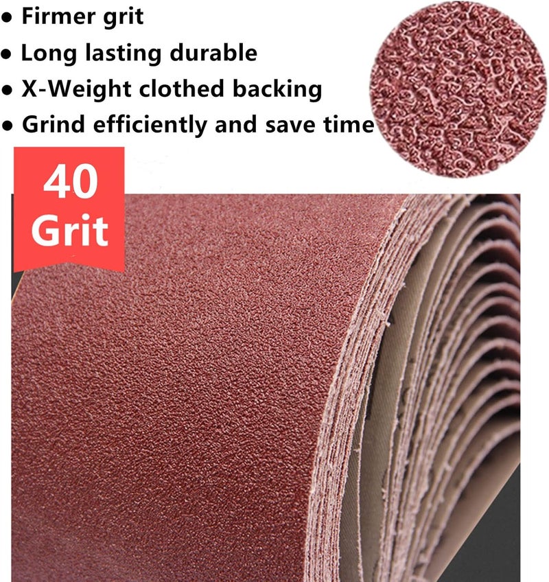 POTUINOM 3 x 21 Inch Sanding Belts 40 Grits - 6 Pack 3 x 21'' Belt Sander Sanding Belts Best Aluminum Oxide Sanding Belt for Sanding Wood,Metal and Paint - Image 3